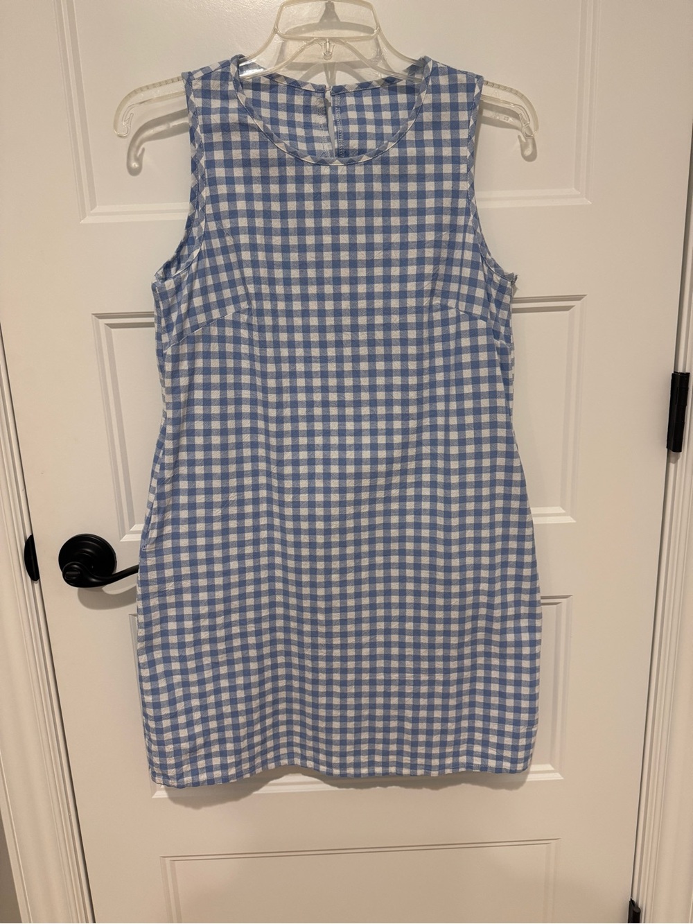 Sleeveless Blue and White Gingham Mini Dress